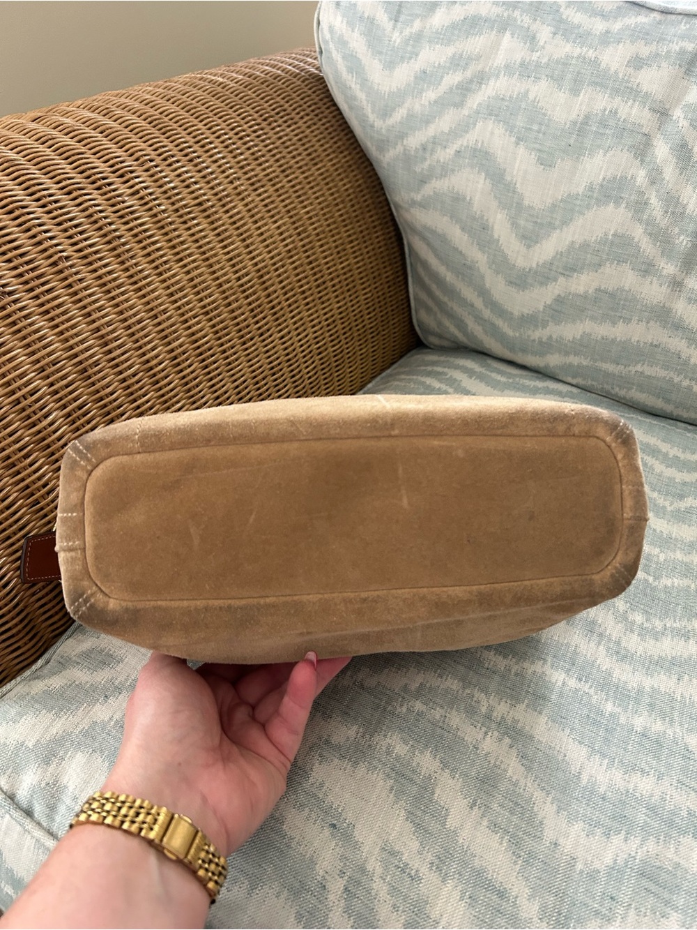 Coach Suede Hobo Bag in Tan with Gold Hardware - Picture 6 of 12
